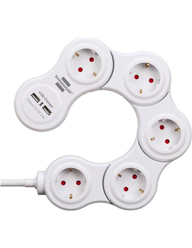 Brennenstuhl-1155350210-Base múltiple maniobrable Vario-Power con puertos USB