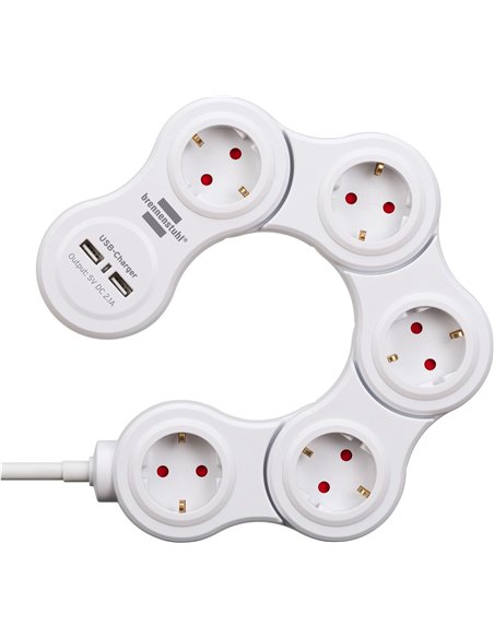 Brennenstuhl-1155350210-Base múltiple maniobrable Vario-Power con puertos USB