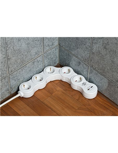 Brennenstuhl-1155350210-Base múltiple maniobrable Vario-Power con puertos USB