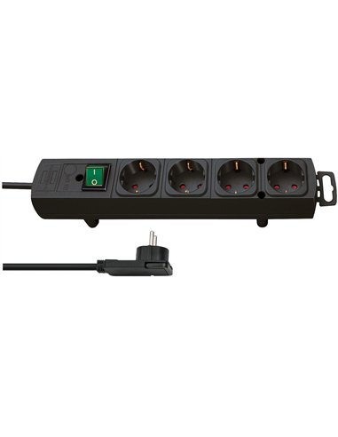 Brennenstuhl-1153100100-Base múltiple Comfort-Line Plus negra con clavija plana (4 tomas)