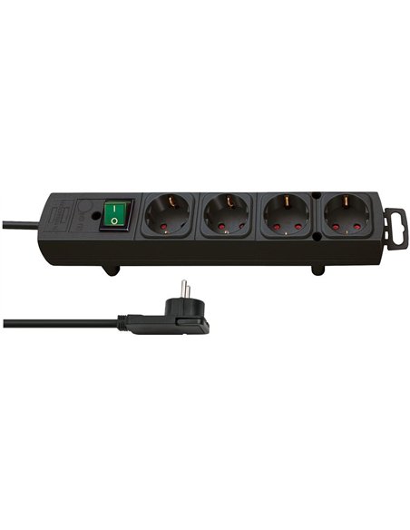 Brennenstuhl-1153100100-Base múltiple Comfort-Line Plus negra con clavija plana (4 tomas)