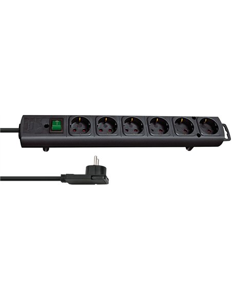 Brennenstuhl-1153300100-Base múltiple Comfort-Line Plus negra con clavija plana (6 tomas)