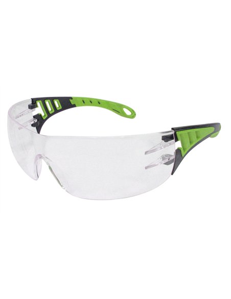 Eagle-EVOTG-Gafas de seguridad transparentes con patillas verdes EVO