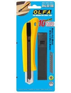 Olfa-BN-AL/BB/10BB-Cúter de bloqueo automático BN-AL y 10 cuchillas Excel Black de 18 mm