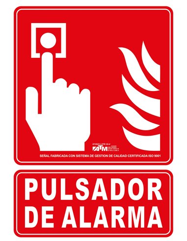 ATM-ASB050-Señal pulsador de alarma PVC clase B
