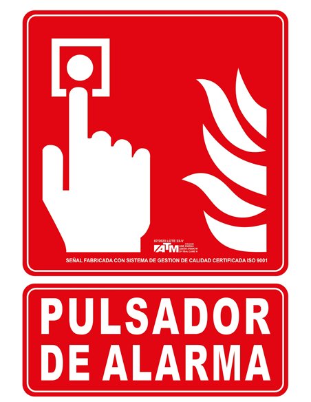 ATM-ASB050-Señal pulsador de alarma PVC clase B
