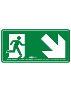 ATM-ASB140-Señal evacuación escalera abajo derecha PVC clase B