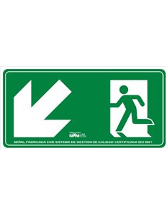 ATM-ASB150-Señal evacuación escalera abajo izquierda PVC clase B