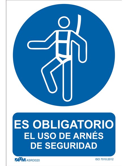 ATM-ASRD020-Señal obligatorio el uso del arnés PVC Glasspack