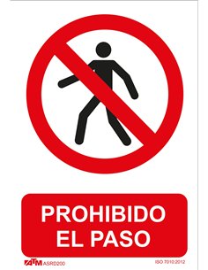ATM-ASRD280-Señal prohibido el paso a peatones PVC Glasspack 300 x 400 mm