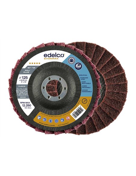 Edelco-EDPOLI125MED-Disco de fibra sin tejer y grano medio Poli Plus 2 (125 mm)