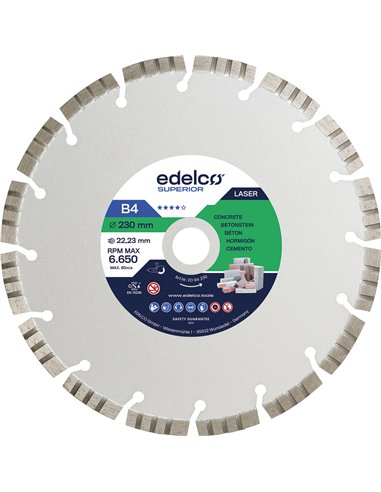 Edelco-EDB4125-Disco de diamante para hormigón B4 (125x22 mm)