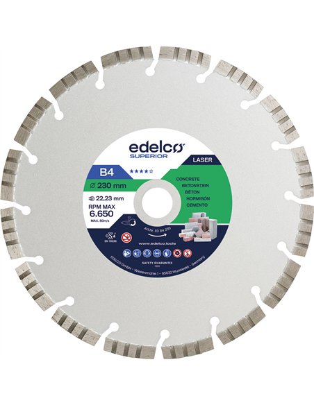 Edelco-EDB4230-Disco de diamante para hormigón B4 (230x22 mm)