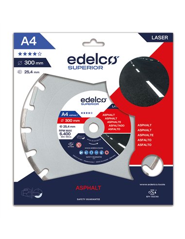 Edelco-EDA430020-Disco de diamante para asfalto A4 (300x20 mm)