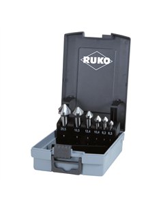 Ruko-102152ERO-Juego de 6 avellanadores cónicos DIN 335 tipo C 90° HSSE-Co 5 en estuche de plástico