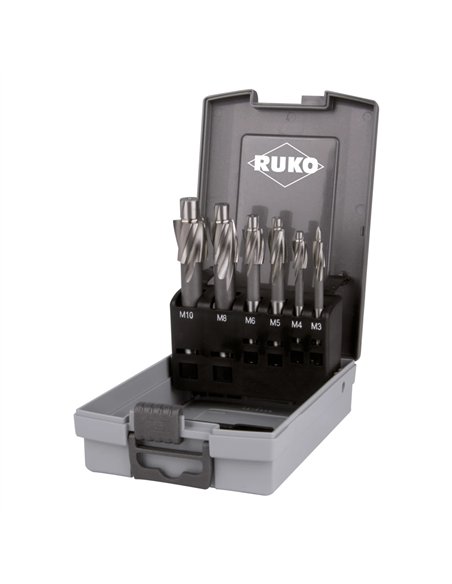 Ruko-102452RO-Juego de 6 avellanadores planos DIN 373 HSS para agujeros de núcleo