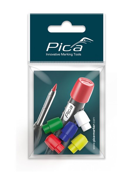 Pica-55801-Juego de 5 capuchones para Pica Dry (rojo, azul, verde, amarillo, y blanco)