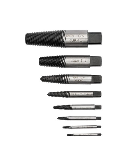 Kukko-49-A-Juego 5 extractores de tornillos con estriado fino (3 a 18 mm)