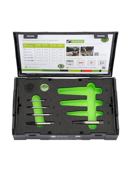 Kukko-49-A-Juego 5 extractores de tornillos con estriado fino (3 a 18 mm)