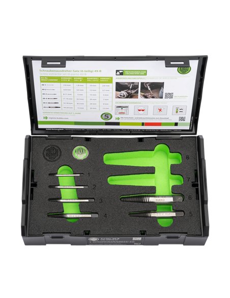 Kukko-49-A-Juego 5 extractores de tornillos con estriado fino (3 a 18 mm)