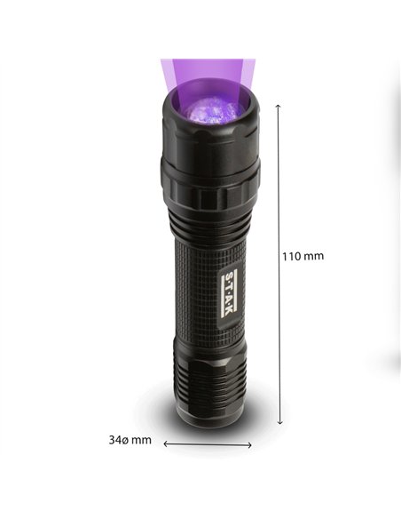 STAK-ST005-Linterna LED 3W + UV con función zoom HORACIO