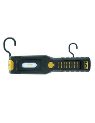 STAK-ST472-Luz de trabajo + linterna LED recargable con ganchos e imán, base regulable, ALAMO