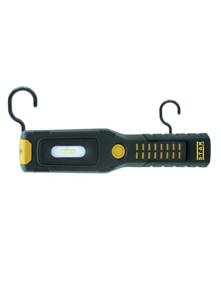 STAK-ST472-Luz de trabajo + linterna LED recargable con ganchos e imán, base regulable, ALAMO