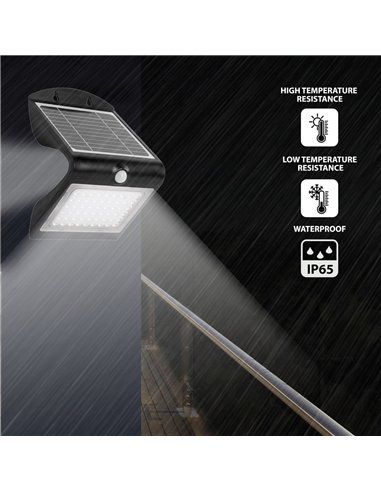 Velamp-SL237-Aplique LED de 4 W (500 lm) con carga solar y sensor de movimiento COLOMBA