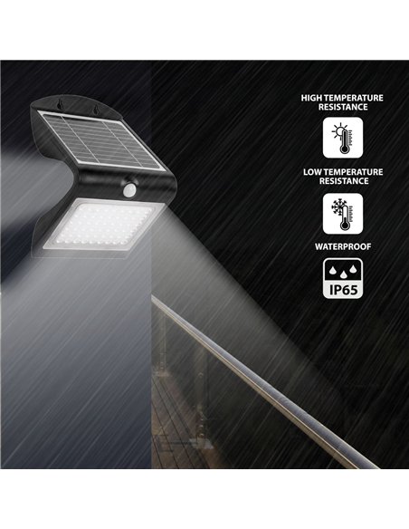 Velamp-SL237-Aplique LED de 4 W (500 lm) con carga solar y sensor de movimiento COLOMBA