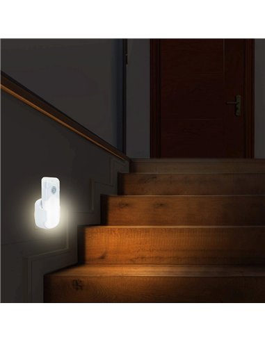 Velamp-R720H-Punto de luz con detección de presencia + luz de emergencia + linterna LED con enchufe europeo horizontal NIGHT GUA
