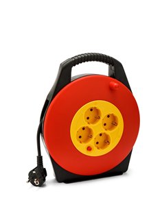 Velamp-DOMREEL-10-DE-Enrollacables doméstico 4 tomas Schuko estándar, cable H05VV-F 3G1,0mm2 (10m)