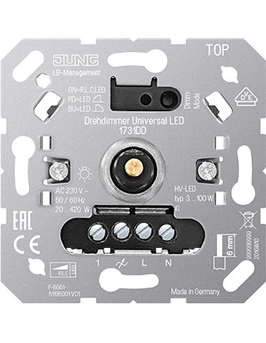 Interruptor dimmer universal para lâmpadas LED JUNG 1731DD