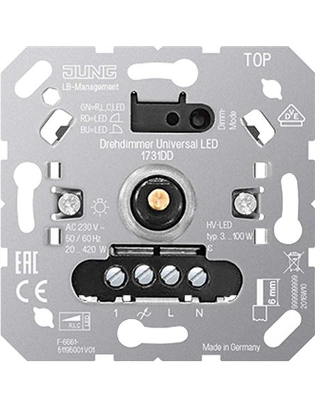 Interruptor dimmer universal para lâmpadas LED JUNG 1731DD