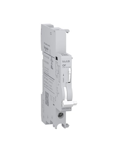 Interruttore SCHNEIDER Multi9 con corrente ausiliaria 2-100mA e collegamento inferiore.
