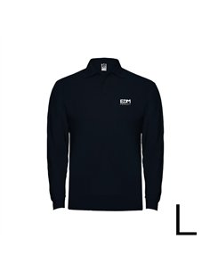 Polo negro manga larga talla-l 65% poliéster 35% algodón