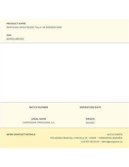 Pantalon largo negro talla-38 serigrafiado