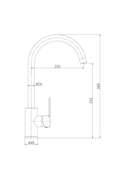 Grifo monomando de cocina caño alto negro mate serie miño