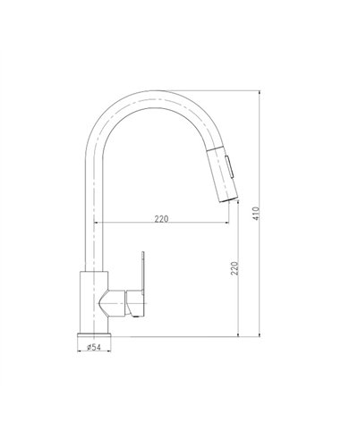 Grifo monomando de cocina caño alto extraíble plateado mate serie miño