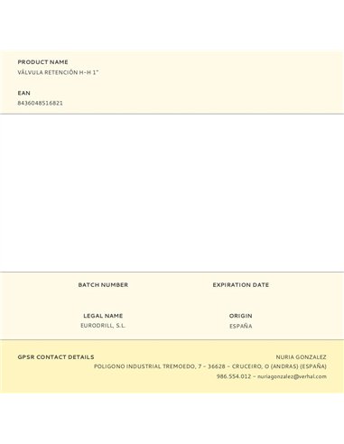 Válvula retención h-h 1"