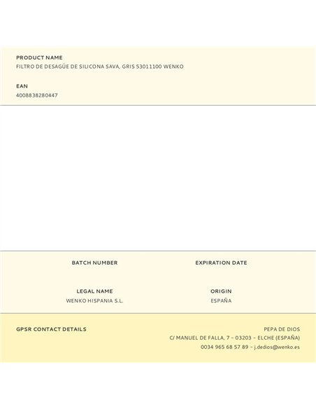 Filtro de desagüe de silicona sava, gris 53011100 wenko