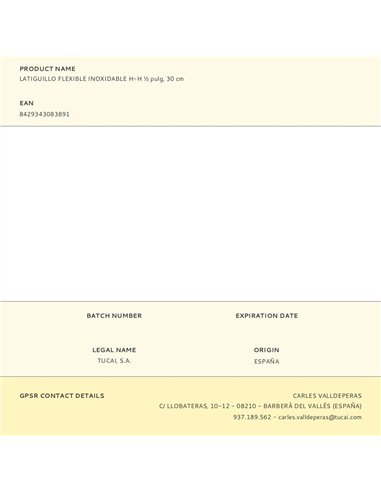 Latiguillo flexible inoxidable h-h ½ pulg, 30 cm