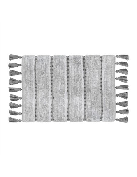 Alfombra de baño 'pom pom' gris 50 x 75 cm