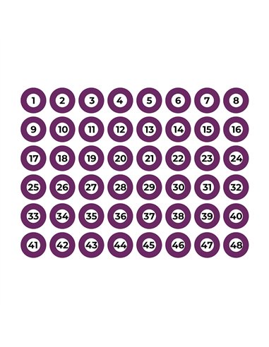 Lámina adhesiva a4 numerada 1-48 morado edm