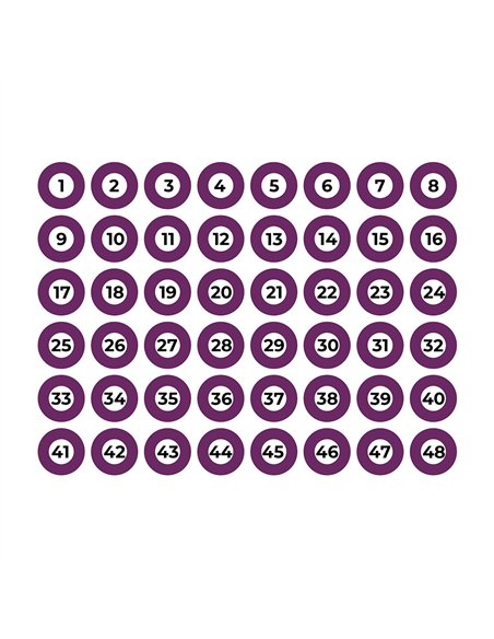 Lámina adhesiva a4 numerada 1-48 morado edm