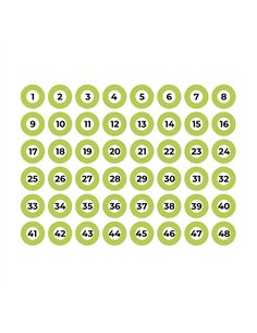 Lámina adhesiva a4 numerada 1-48 verde edm