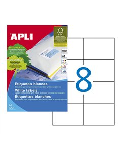 Pack 10 hojas con 8 etiquetas 105x74mm apli din a4