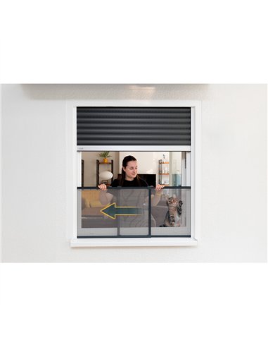Mosquitera marco antracita extensible, malla aluminio, 75-142 x 50 cm