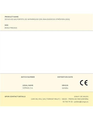 Estufa de gas portátil de infrarrojos con analizador de atmósfera (ods)