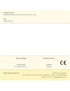 Brasero eléctrico b-750, 700 w, regulable, ø39 cm 2