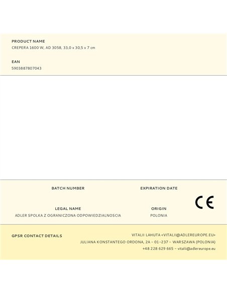 Crepera ad 3058 1600 w